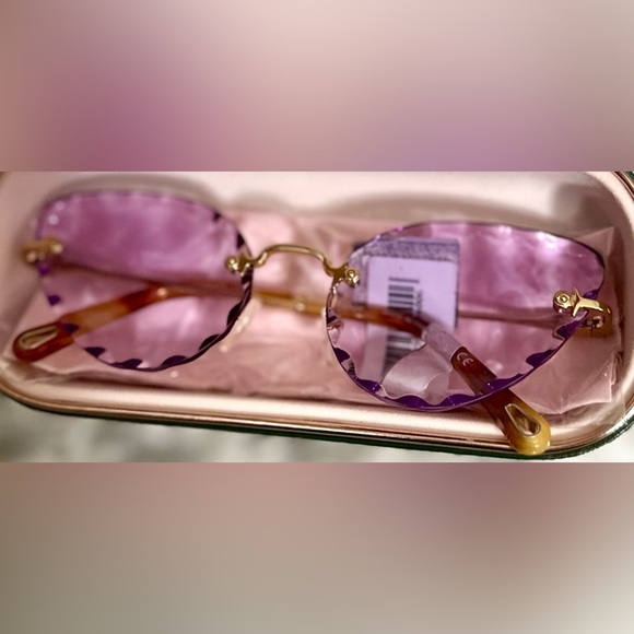 RARE Chloé Scalloped Cat Eye Sunglasses Purple Gradient 60MM NWT Luxe main image 5
